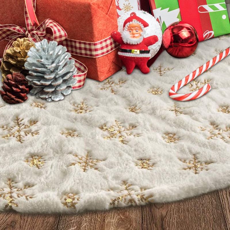 Christmas Tree Skirt 120 cm, White Christmas Tree Blanket for