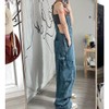 TYYRBMG CXH362 Denim Overalls, Women's, Overalls, All-in-One, Large Size, Big