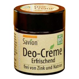 Savion Deo-Creme mit pflegender Sheabutter und Jojobaöl | Erfrischend und ohne Zink und Natron und OHNE Duft | Ideal für empfindliche Haut | Made in Germany, 30g