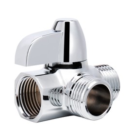 NearMoon Solid Brass G1/2" Shower Arm, 3-Way Diverter Valve for Handheld and Fixed Spray Head, Bathroom Component for Showerhead Combo T-Adapter (Fixed Nut, Chrome Finish)