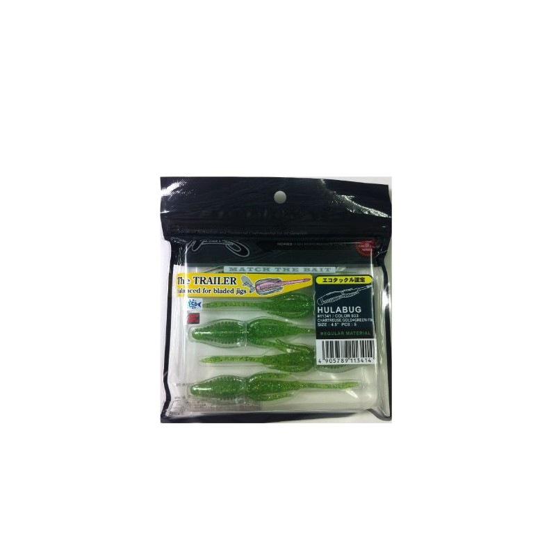 NORIES Worm Hula Bug 4-1/2" 108mm Chartreuse Gold + Green