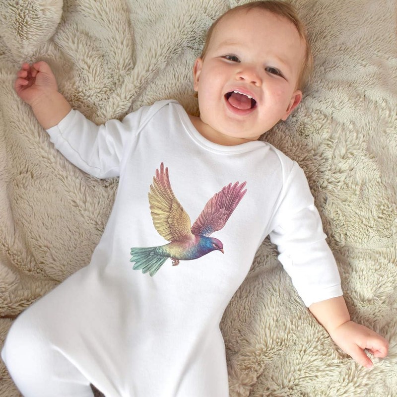 Azeeda 6-12 Month 'Rainbow Colored Dove ' Baby Romper Jumpsuit/Sleep