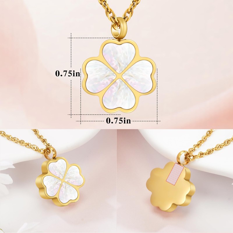 XIUDA Four Leaf Clover Urn Necklace for Ashes for Women