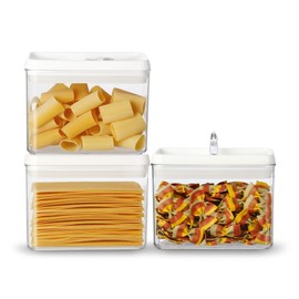 Felli Flip Tite Storage Container 4” RECTANGULAR Airtight Lid Seal Lock Top Stackable, Kitchen Counter Pantry Organizer Acrylic Canister Jar for Lasagna Pasta Spaghetti Granola Coffee Bean (1.9qt)