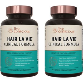 Hair La Vie Live Conscious Clinical Formula Hair Vitamins Capsule with Biotin and Saw Palmetto - Healthy Hair and Whole-Body Wellness (2-Pack)