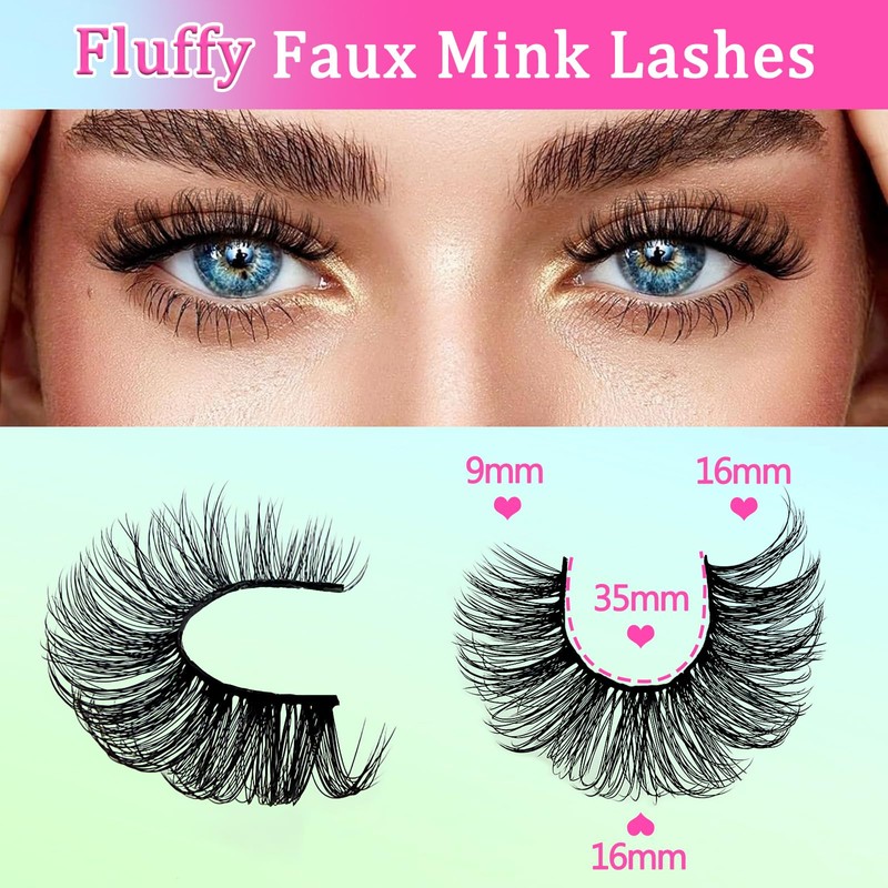 7 Pairs of 3D False Eyelashes, Cat Eye, Fluffy Volume,