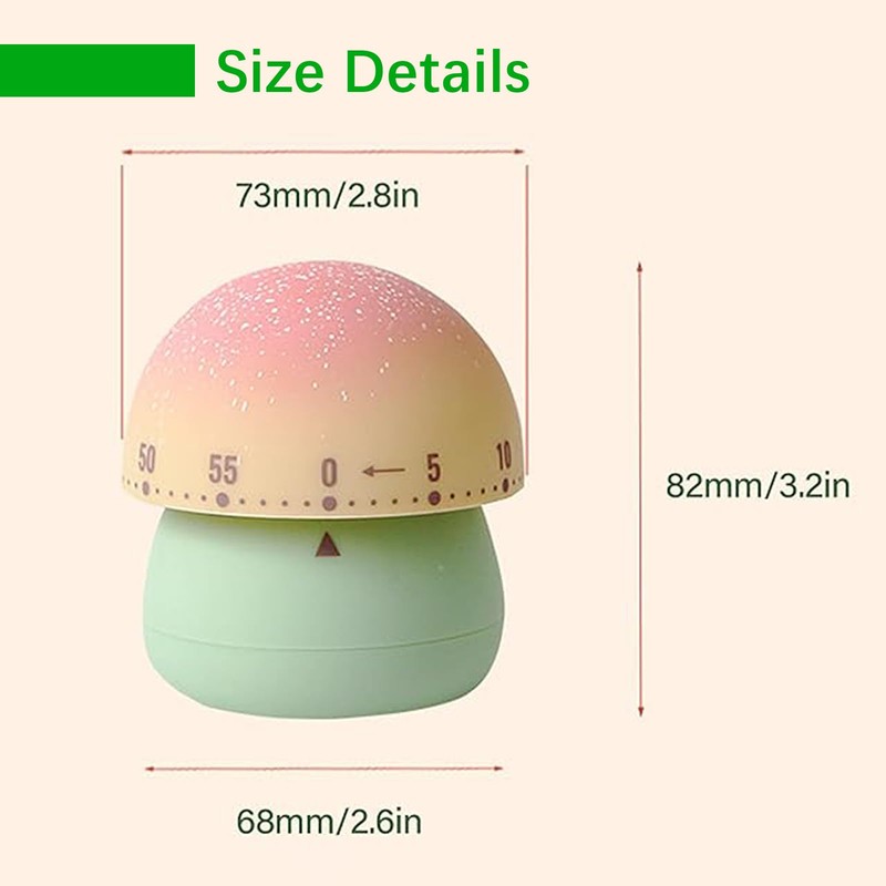 Mechanical Kitchen Timer, Cute Wind Up 60-Minute Manual Countdown for