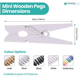 Tramming Shop Tiny Pegs 3.5cm Mini Wooden Peg – 50 PCS White Craft Pegs for Photo Hanging, Scrapbooking, Card Making, DIY Decorations, Mini Pegs For Crafts