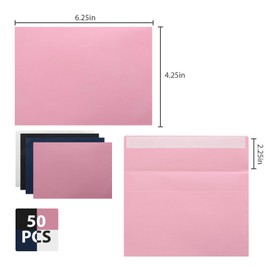 50Packs A4 Envelopes,4x6 Envelopes,4x6 Envelopes for Invitations,Printable invitation envelope,Photos, postcards, greeting cards, mailings, Wedding Self-sealing Envelopes (pink)