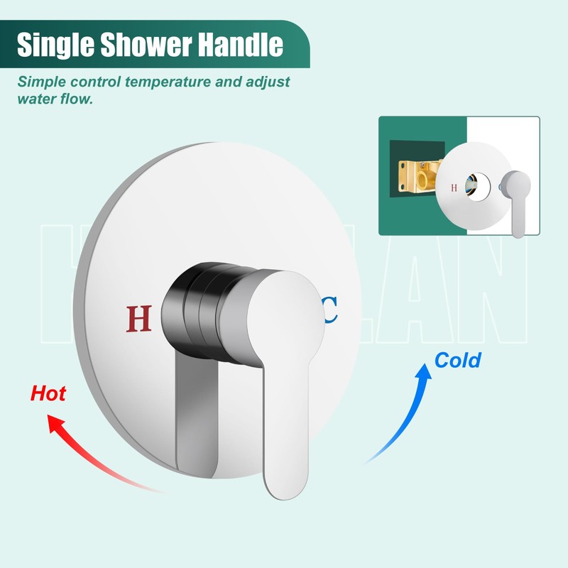 Heyalan Bathroom Shower Valve Mixer Single-Function Single Handle Shower Handle