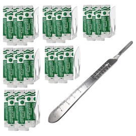 IMEDS Carbon Steel Sharp Blades Sterile Assorted Pack of 60 Pcs with Stainless Steel Scalpel Handle Graduated #4 All-in-One Kit to Make Finest Precision Cuts Multi-Function Scientific Lab Supplies