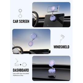 ETODBUWS Upgraded Vacuum Magnetic Car Phone Holder for MagSafe[108+LBS Strongest Suction & 3000gf Strongest Magnetic],360° Adjustable Suction Cup Phone Mount for Car,Gym,Mirror,Men Women-Purple