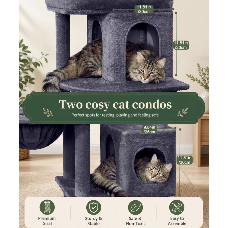 LIKISAK 68 Inch Heavy Duty Cat Tree Tower for Indoor