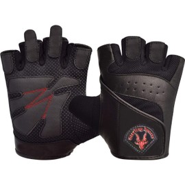 ASM® Weight Lifting Gloves Gym Fitness Training & Workout - Professional Grip Gloves Gel Padded Hooks Straps Exercise Running or Cycling - Leather Gym Accessories For Women & Men (Black, Small)