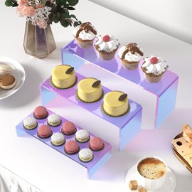 WEITELAI Iridescent Acrylic Display Riser, 6 Pc Acrylic Risers for Display for Food Risers Dessert Cupcake, Jewellery, Collectibles, Puppets, Anime Characters, Characters Acrylic Risers (Iridescent)