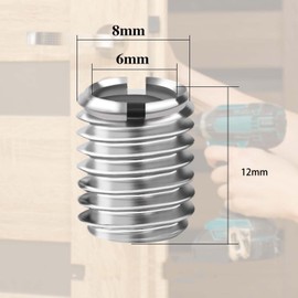 Pack of 10 Threaded Insert M8 to M6, 10 mm Stainless Steel Threaded Sleeve for Furniture Projects Automotive Mechanical Devices