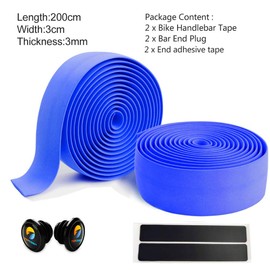 TOPCABIN® Bicycle Handlebar Tape Non-Slip Comfort GEL Road Bike Handlebar Tape Bike Bar Tape with Reflective Bar Plugs (# Dark Blue)