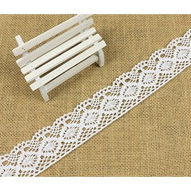 yulakes 10 Yards Baumwolle Spitzenband, 4.3 cm Blumenmuster im Vintage-Stil Edge Trimming für Craft, Kleidung Zubehör und Hochzeit Bridal Dekoration - y04005 weiß