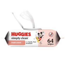 Huggies Simply Clean Fresh Scent Baby Wipes, 1 Flip-Top Pack (64 Wipes Total), Packaging May Vary