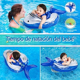 Flotador para Bebe,Anillos Flotantes Inflables para Piscina,UPF50 para Seguridad en la Piscina,con Asiento de Seguridad y Toldo Solar Desmontable...  