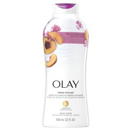 Olay Fresh Outlast Paraben Free Body Wash with Energizing Notes of Peach and Cherry Blossom, 650 mL