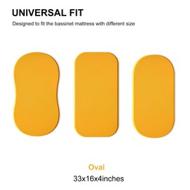 TILLYOU Baby Bassinet Sheets for Girls Boys, Fit for Hourglass Oval Rectangle Bassinet Mattress Sheets, 33”X16”, 2 Pack Orange Flavour & Orange