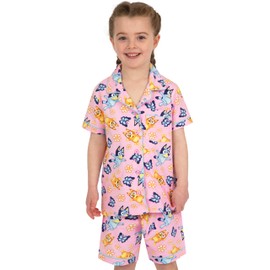 BlueY Pyjamas | Button High Pyjamas Girls | Summer Pyjamas for Girls, pink