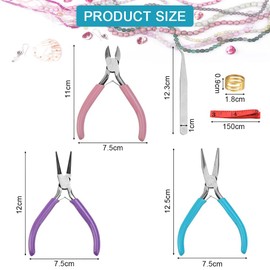 HAOMEEDUO Jewellery Pliers Set Pliers Set Jewellery Round Nose Pliers Jewellery Making Needle-Nose Pliers Small Wire Cutter Pliers Jewellery Pliers Set with Spring Ring Opener Tweezers Tailor Tape