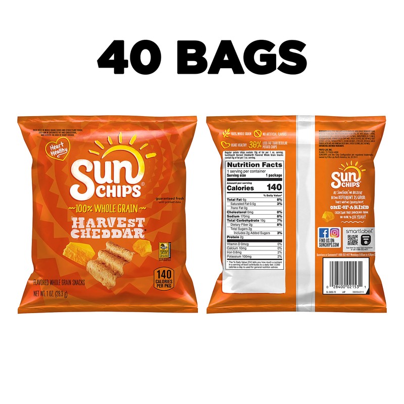 Sunchips Multigrain, Harvest Cheddar, 1 Ounce (Pack of 40)