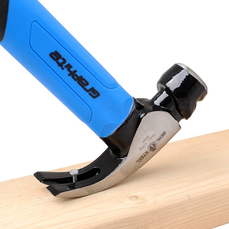 Real Steel 0501 jacketed Grafito martillo de carpintero curvado, 16