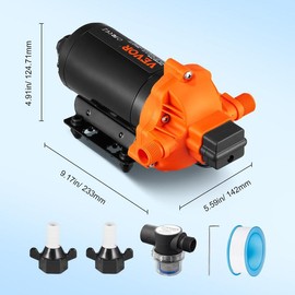VEVOR 12V Water Pressure Diaphragm Pump Self-Priming Pump 70 PSI 5.5 GPM Boat RV:_3.3 GPM