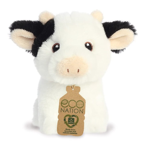 AURORA, 35072, Eco Nation Mini Cow, 5In, Soft Toy, Black & White