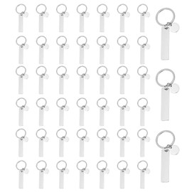 PATIKIL Engravable Metal Keychain Stamping Blanks, 45 Pcs Stainless Steel Stamping Blanks Tags Metal Blank with Key Ring for Laser Engraving DIY Crafts Nameplate, Rectangle and Round