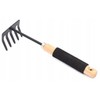Mini Garden Hand Rake, 90mm Width, Steel Head with Wooden Handle, 300mm Length
