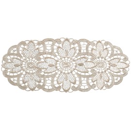 Pack of 6 Floral Lace Oval Doilies 100% Polyester Traditional Table Linen Doyleys 15cm x 32cm (Cream)