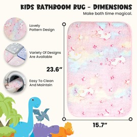 SOAKARO Glow-in-The-Dark Kids Bathroom Rug – Non-Slip, Machine Washable, Soft Kids Bath Mat for Boys & Girls – Quick Dry, Fun Bathroom Decor (Rainbow/Unicorn, 23.6" x 15.7")