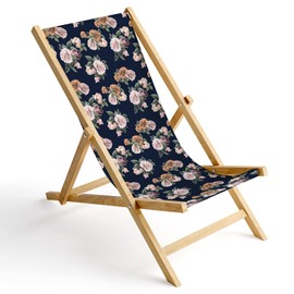 Ferocity Deck Chair Fabric Replacement Cover 131x44 cm Canvas Seat Cover Patio Lounge Garden Chairs Easy to install, Vintage roses [119]