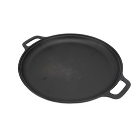 14Inch Cast Iron Griddle, Thickened Double Ears Pizza Pan, Griddle Pan For Stove Top, Gas Grills and Outdoor Cooking, Smooth Polished Surface, Easy to Clean