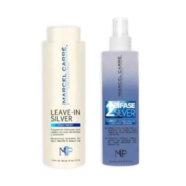 TRATAMIENTO LEAVE IN CARE SILVER 300ML Y BI FASE SILVER TRATAMIENTO ACONDICIONADOR MATIZADOR 240ML MARCEL CARRE