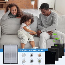 JISIZKY Replacement Air Filter EPI-328 Compatible With COLZER NS-320 and Domccy NS-320 AIR Purifier,1 H13 True HEPA + 4 Activated Carbon Pre-Filters Air Clean
