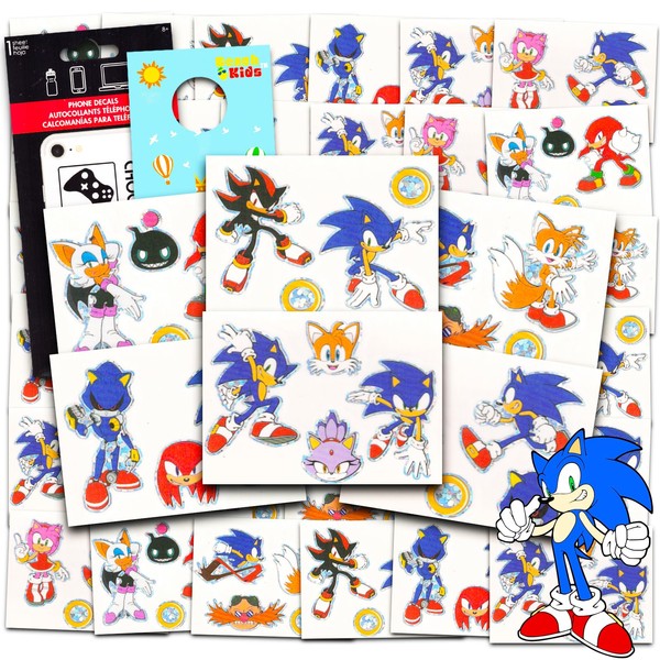 Sonic the Hedgehog Tattoos Party Favors Bundle ~ 72 Perforated Individual 2" x 2" Sonic Temporary Tattoos for Kids Boys Girls (Sonic Party Supplies)