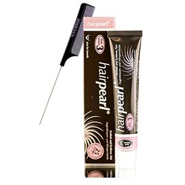 Hairpearl Original Hair Pearl TINT Color Dye for Iashes and broows (w/ Sleek Steel Pin Rat Tail Comb) PPD-Free Haircolor Hair Tinting, Made in Germany (No 3 Dark Brown)