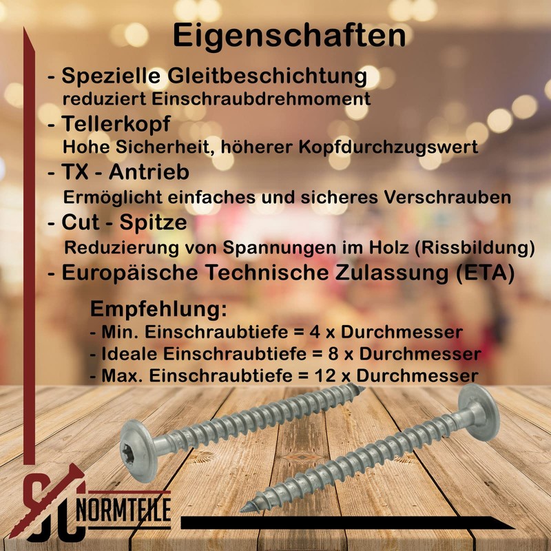 Flat Head Wood Screws with Hexalobular Socket (TX) - 8