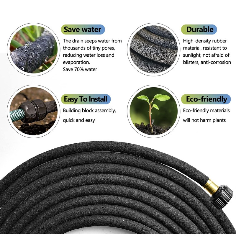 Holldoor Soaker Hose 25 ft 3-Pack for Garden Beds with