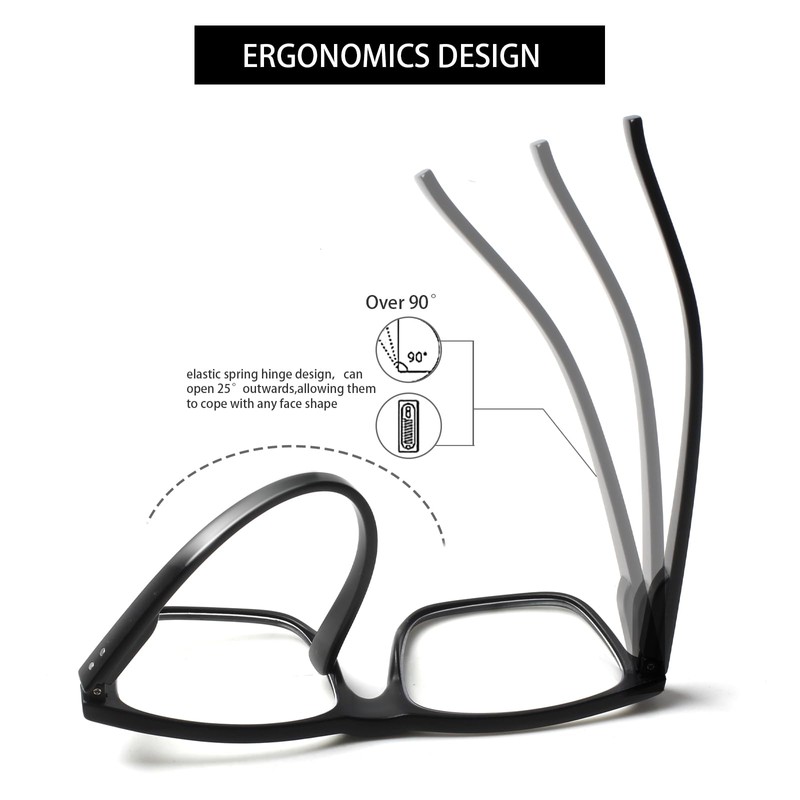 Kerecsen 5 Pack Oversized Reading Glasses Blue Light Blocking Square