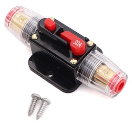 30A Audio Inline Circuit Breaker Reset Fuse 12V-24V DC, PowMr Reset Fuse Holder 30 amp with Manual Reset for Car Audio, Stereo Switch and Solar Inverter System