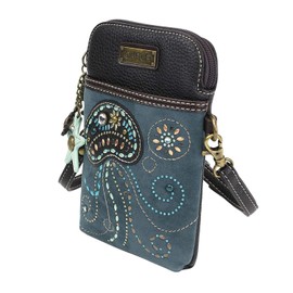 CHALA Dazzled Cell Phone Crossbody Purse-Women PU Leather Multicolor Handbag with Adjustable Strap - Jellyfish - navy
