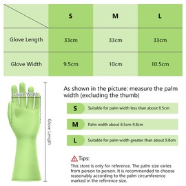 AUAUY 1 Pairs Reusable Washing up Gloves, Rubber Odorless Cleaning Gloves, Non-Slip and Waterproof Household Dishwashing Gloves with Embossed Palm for Kitchen Cleaning, Laundry, Gardening (Green, M)