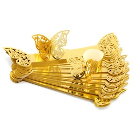 Pack of 50 Butterfly Golden Classic Napkin Ring Holder Set Napkin Rings for Weddings, Parties, Napkins, Table Decoration, Restaurant (Butterfly Gold)