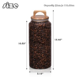 WHJY 107oz Large Glass Jars with Wood Lids Flour Sugar Storage Containers for Kitchen Pantry Large Airtight Clear Canister for Coffee Bean Snacks Dried Goods